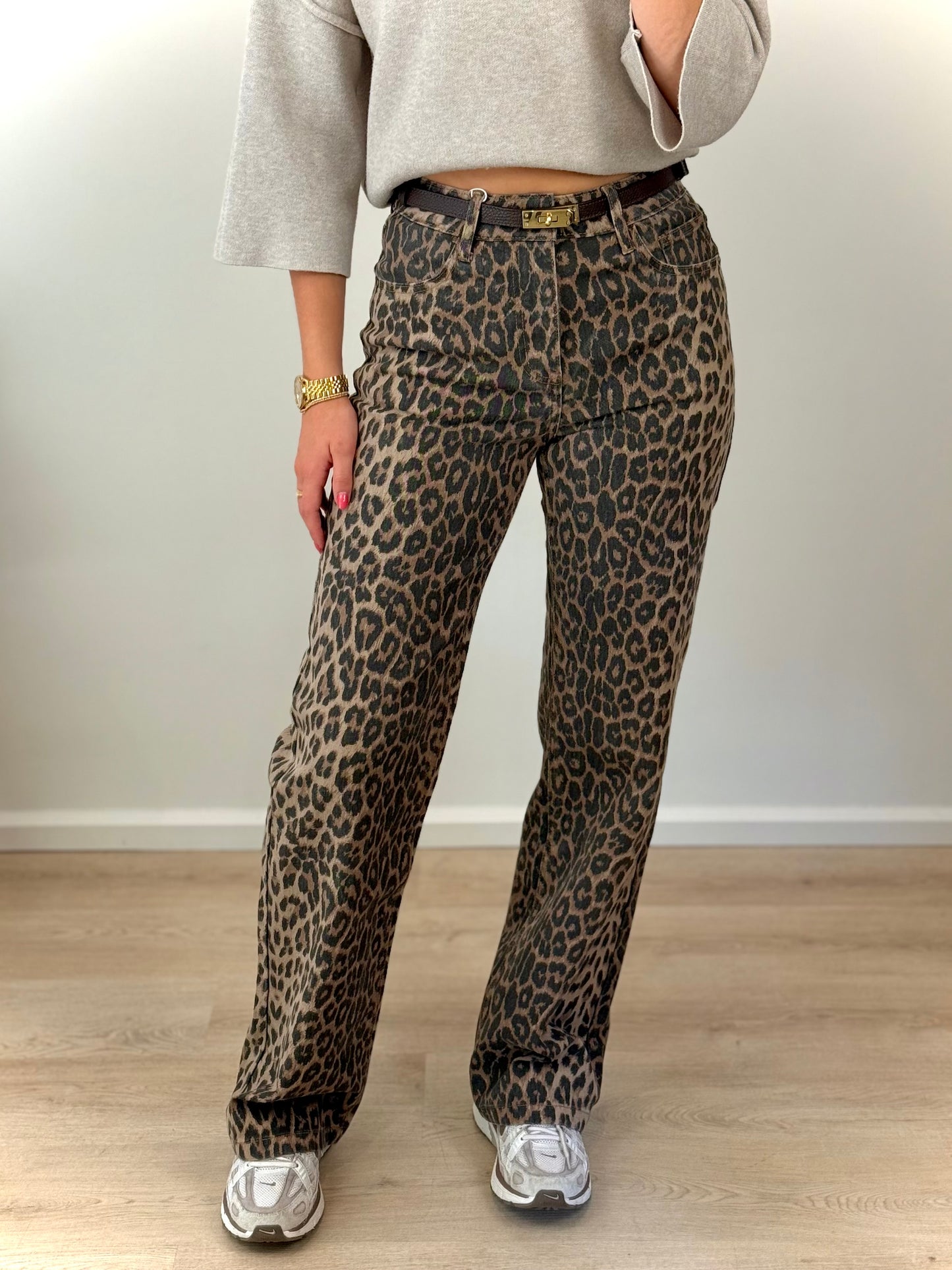 High waist - straight leg jeans - panter