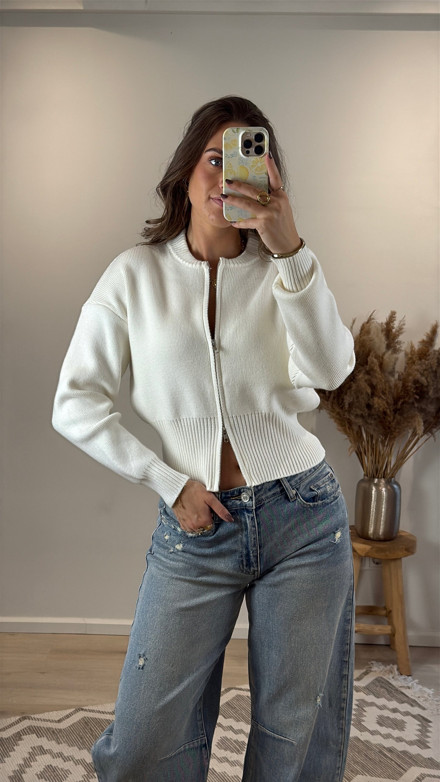 Top / vest met rits - wit