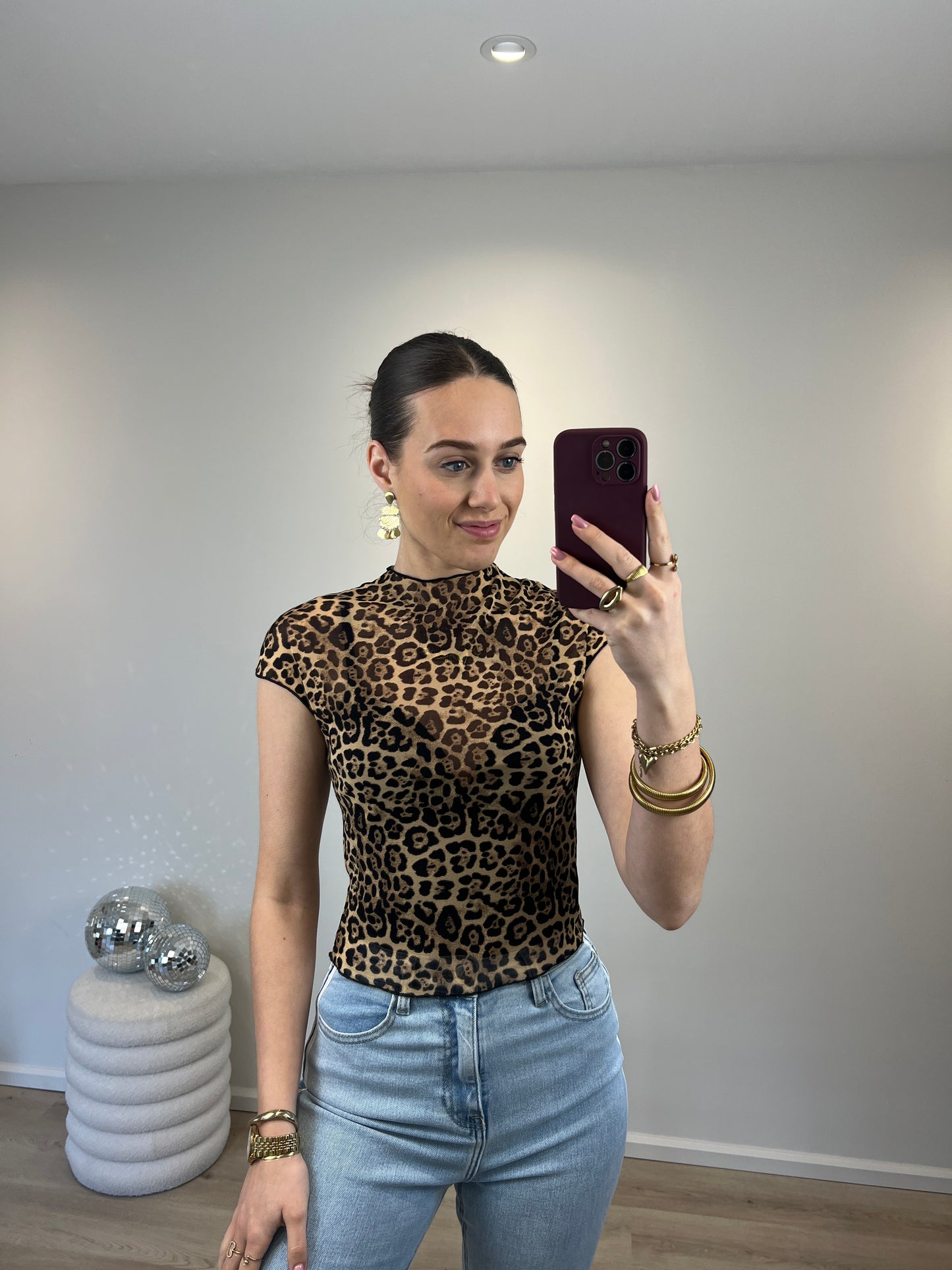 Panterprint mesh top