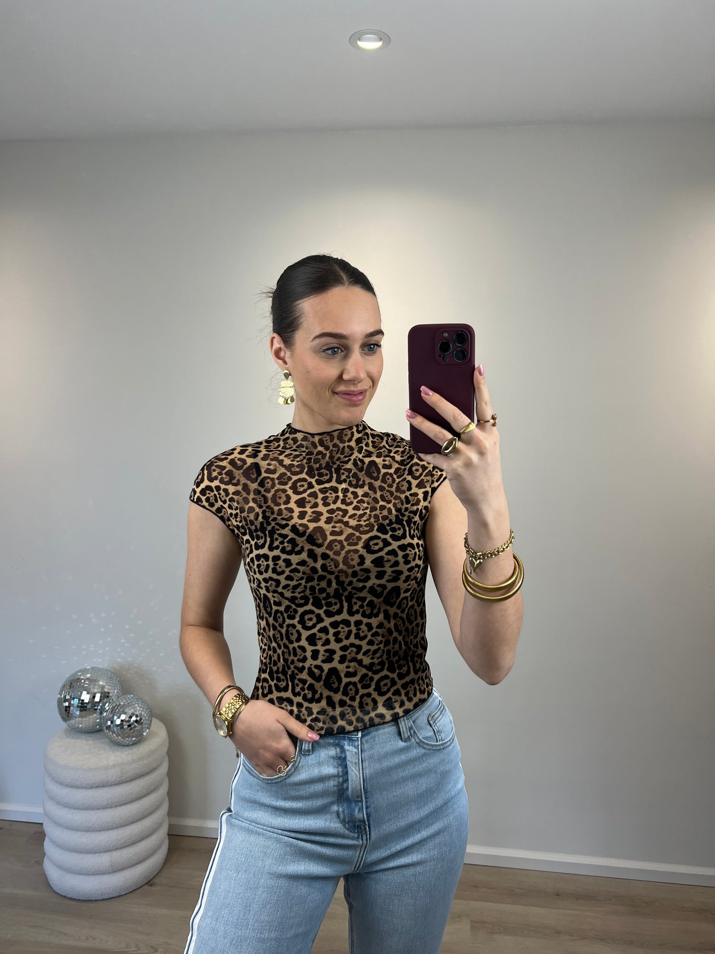 Panterprint mesh top