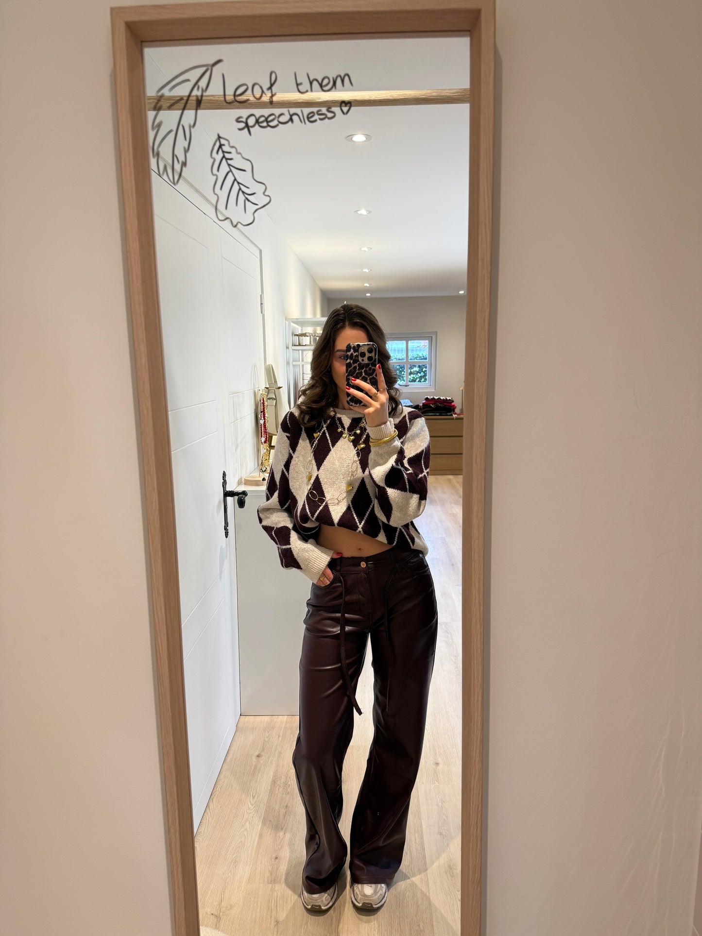 Geruiten trui - bordeaux