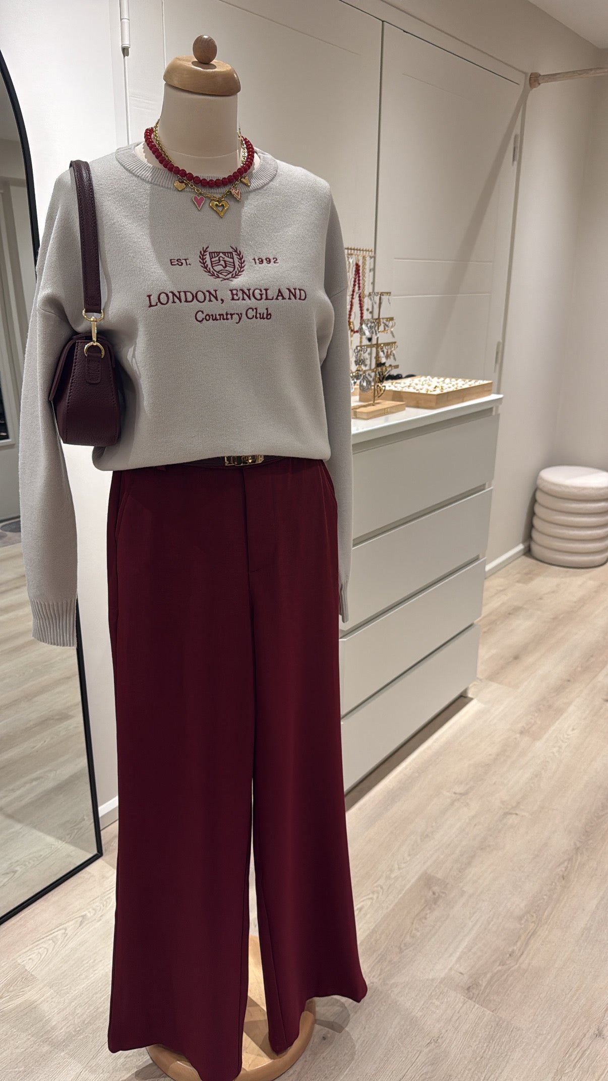 Pantalon met stretch - bordeaux