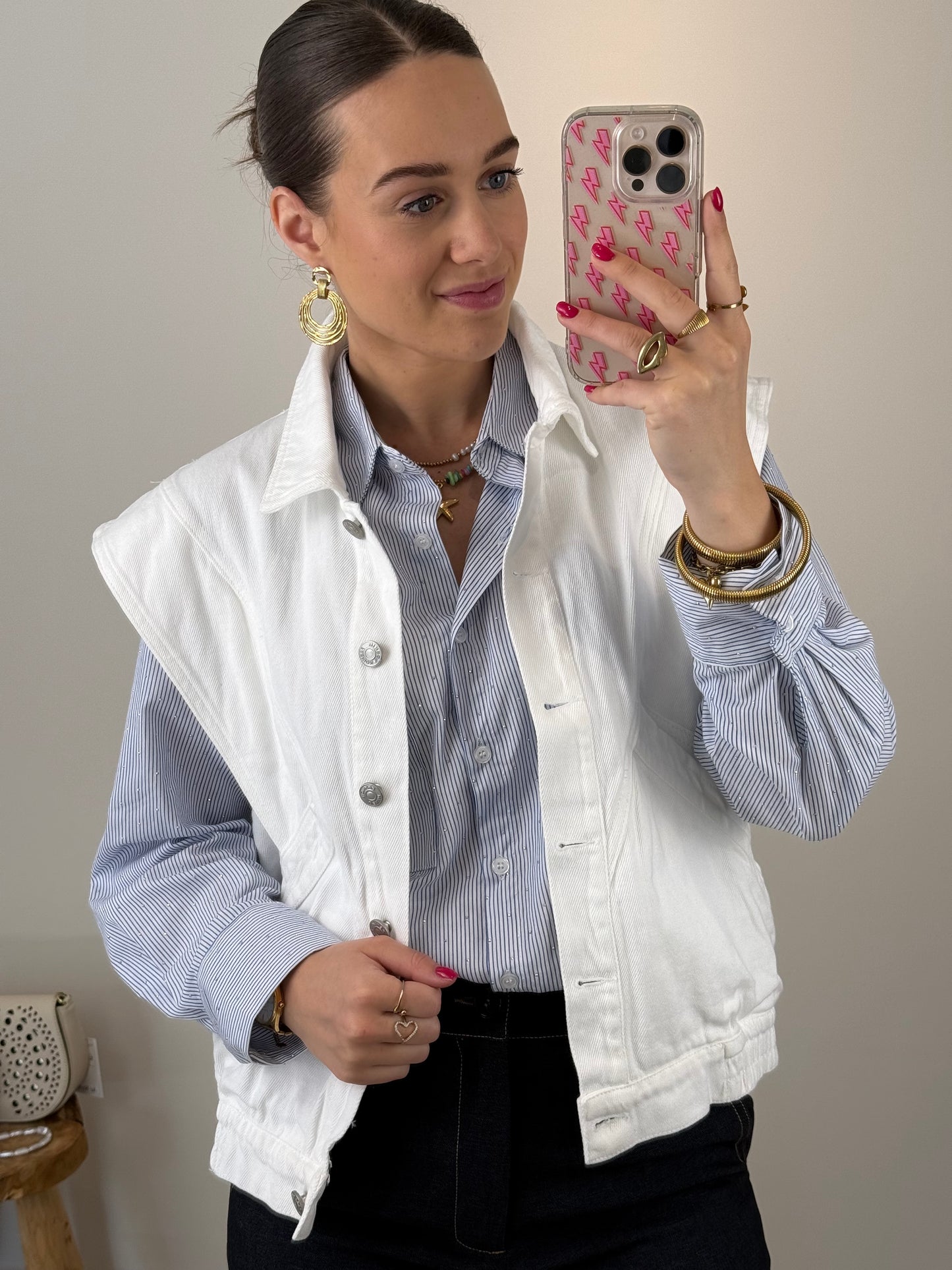 Spijker gilet - wit