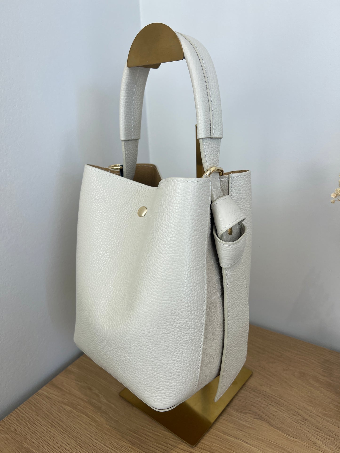Leren tas | Ecru