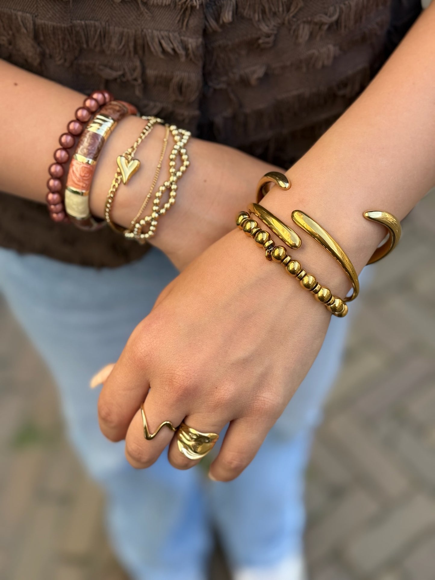 Open bangle armband - goud
