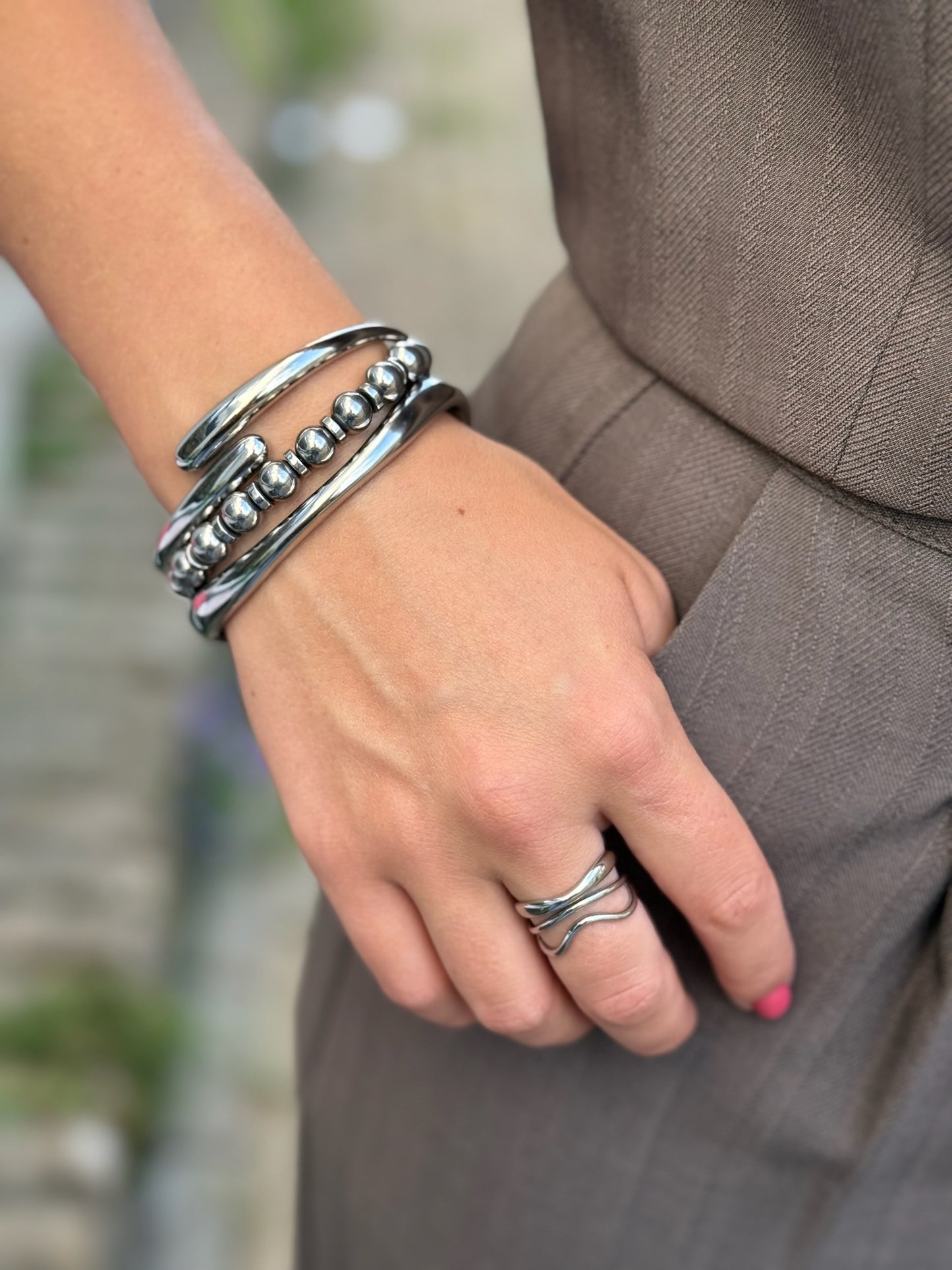 Open bangle armband - zilver