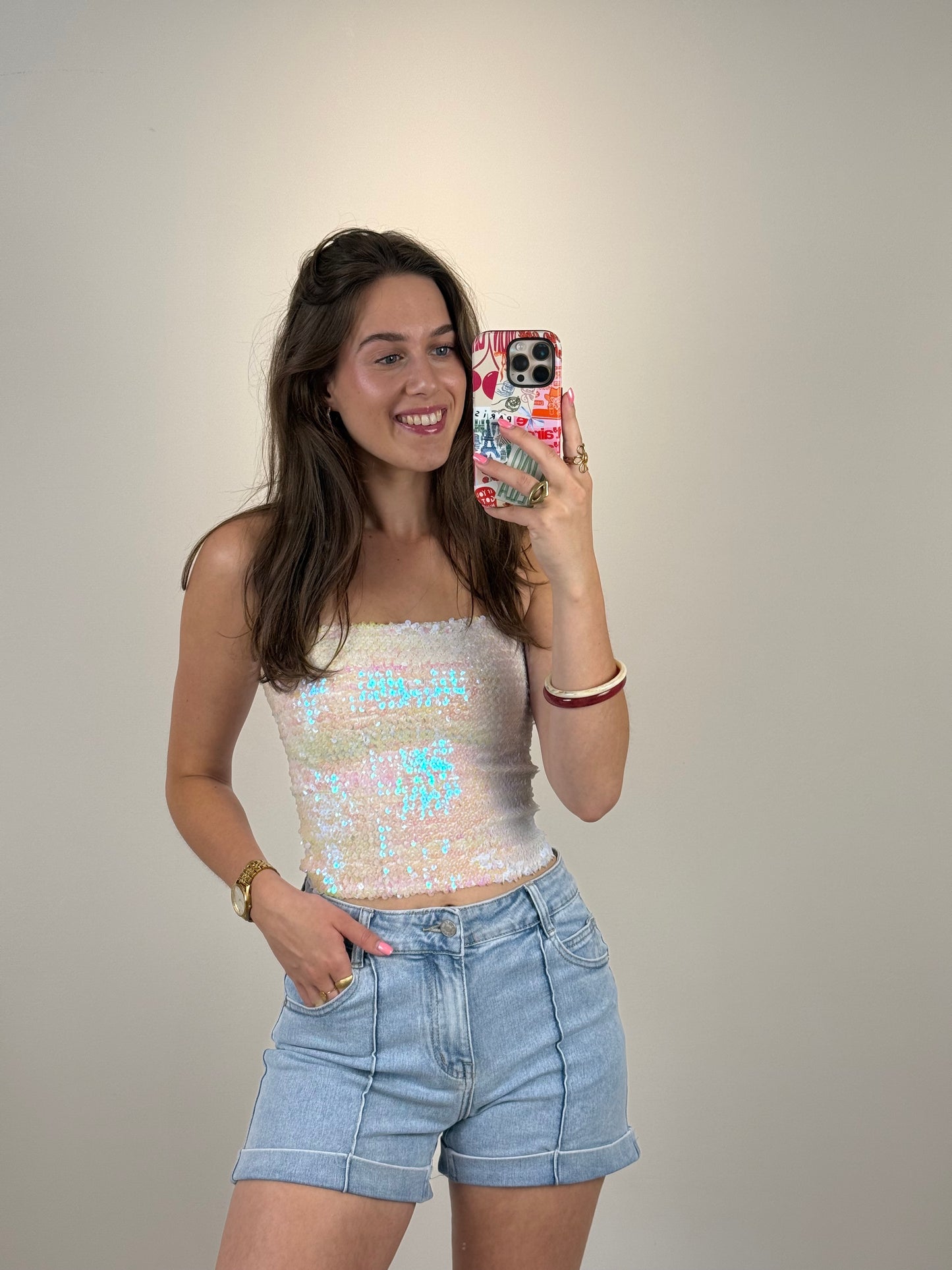 Pailletten tube bandeau top