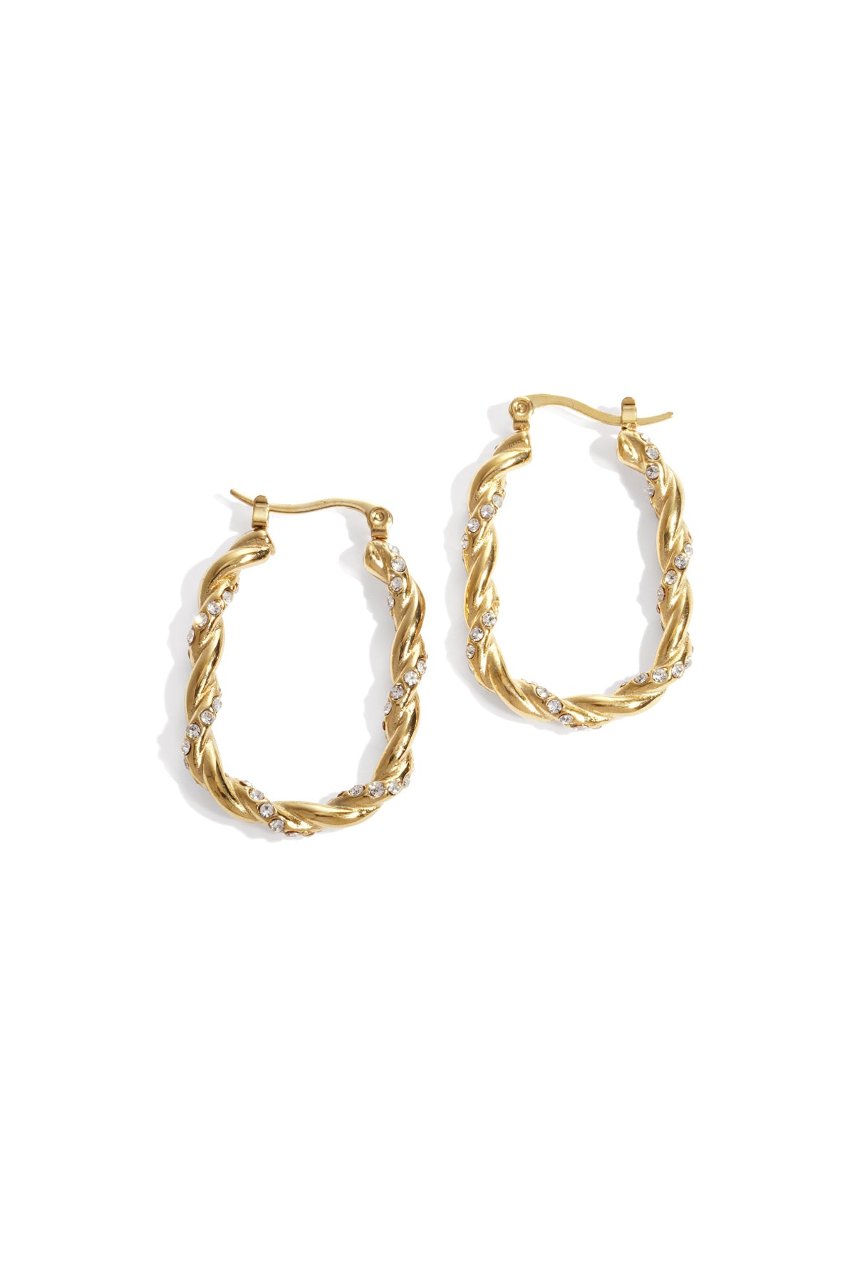 Twisted sparkle hoop oorbellen - goud