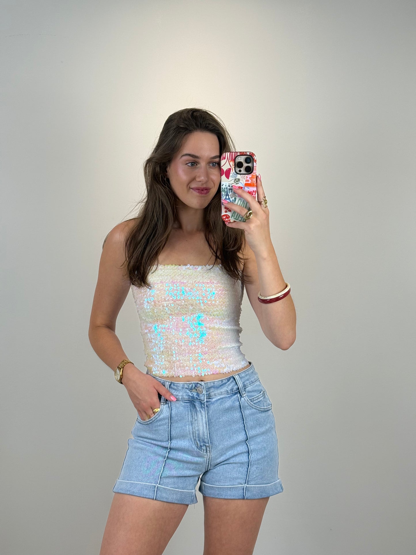 Pailletten tube bandeau top