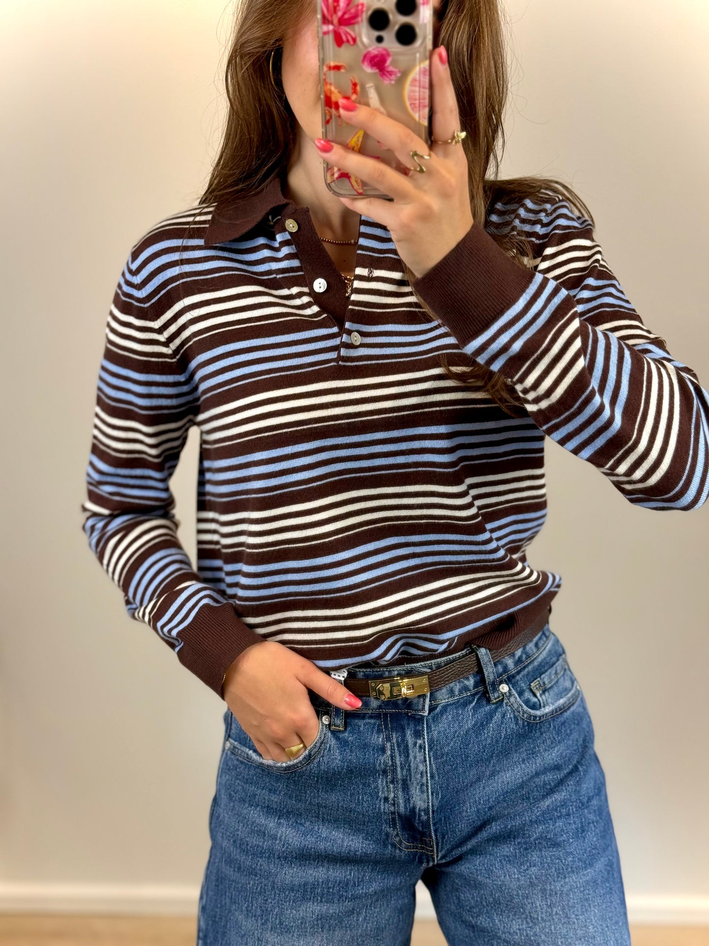 Gestreepte polo top