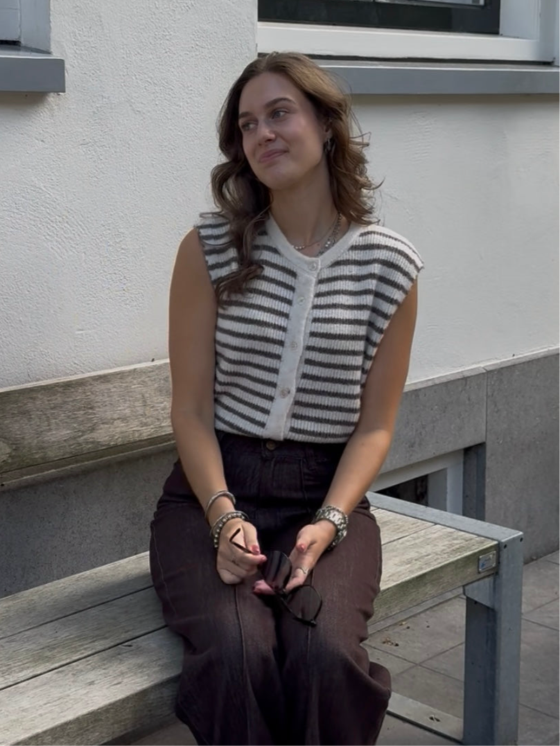 Gestreepte knit top - bruin