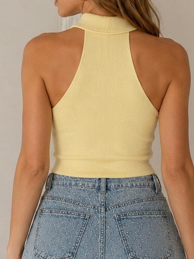 Halter top met goud detail - geel