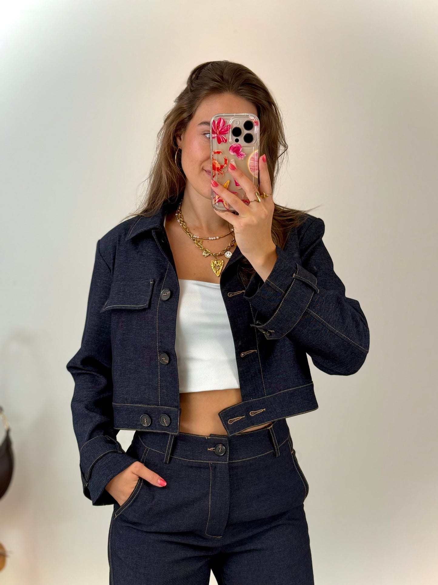 Stretch jasje - dark denim