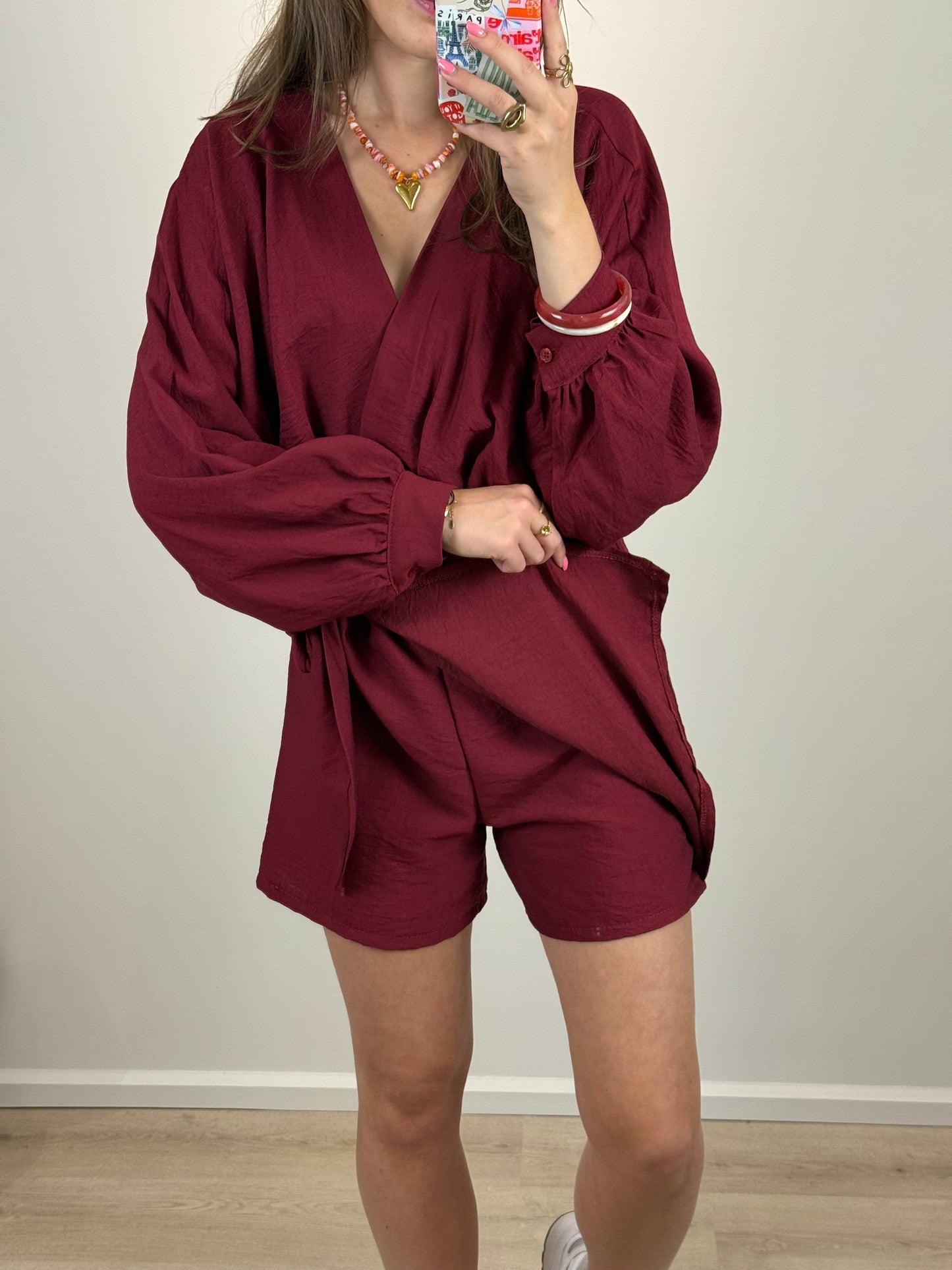 Overslag playsuit - bordeaux
