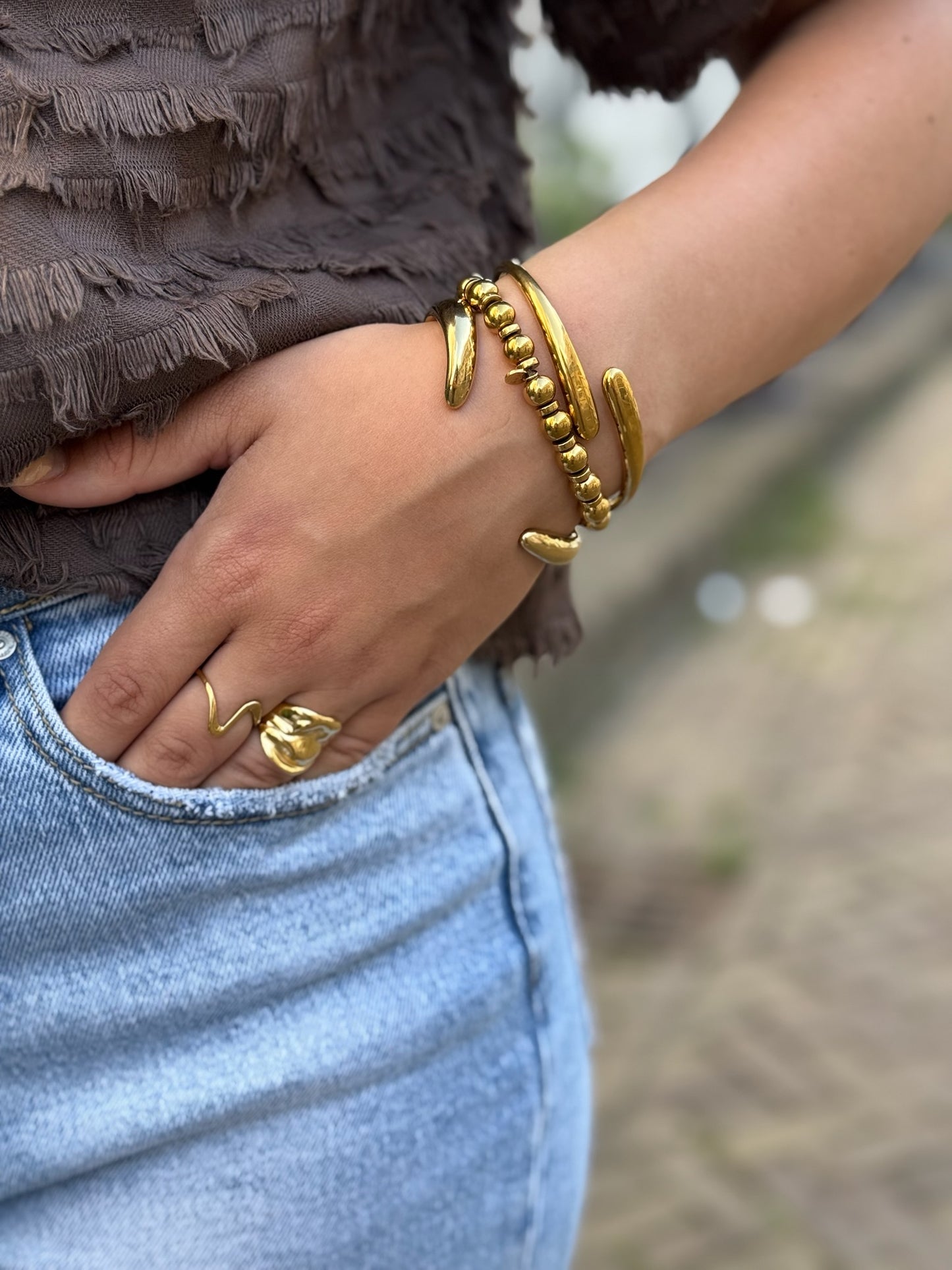 Open bangle armband - goud