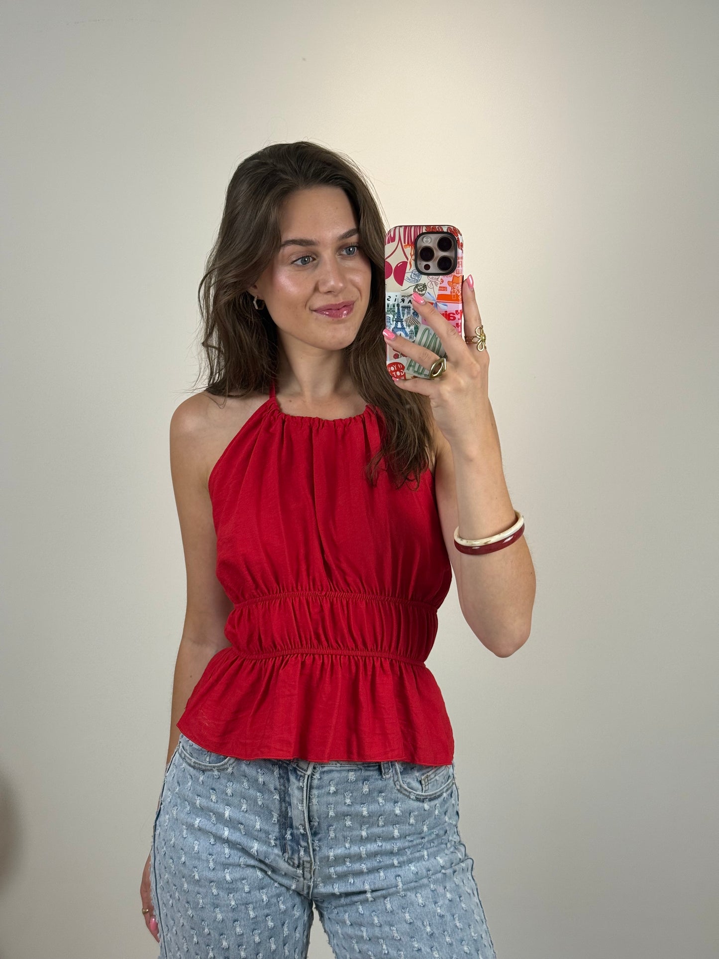 Halter top - rood