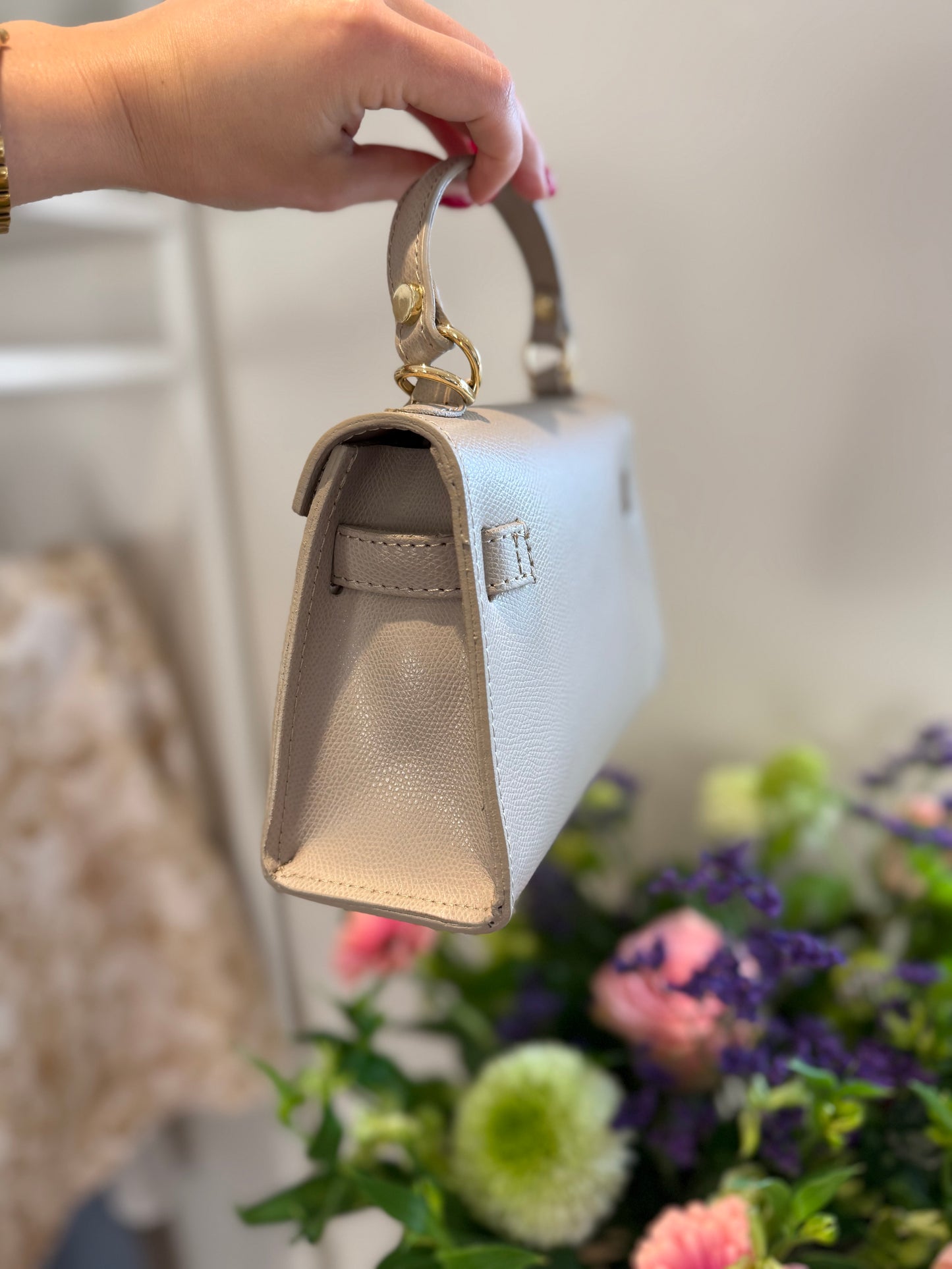 Leren tas - taupe - Grace