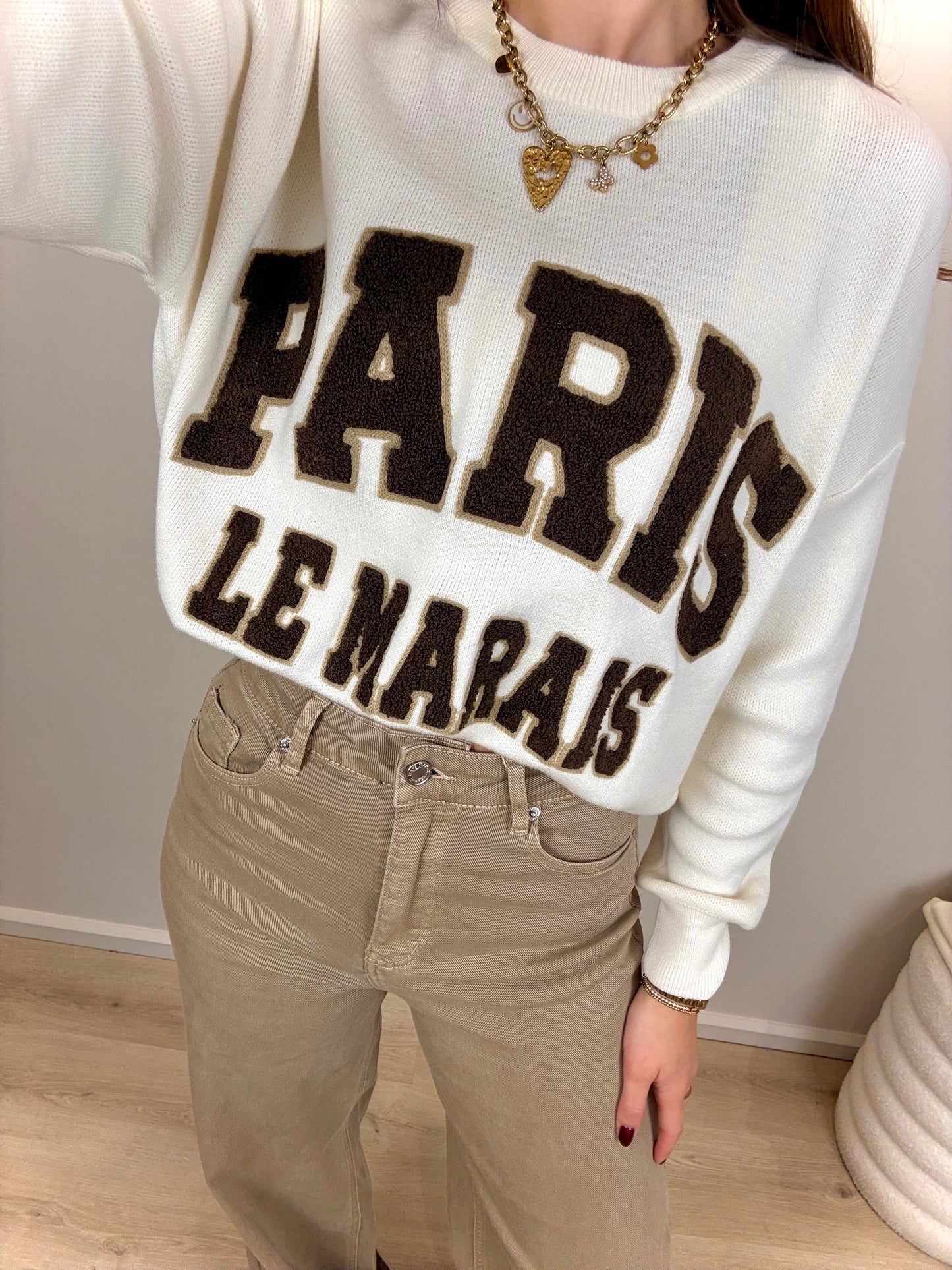 Zachte trui Paris - wit