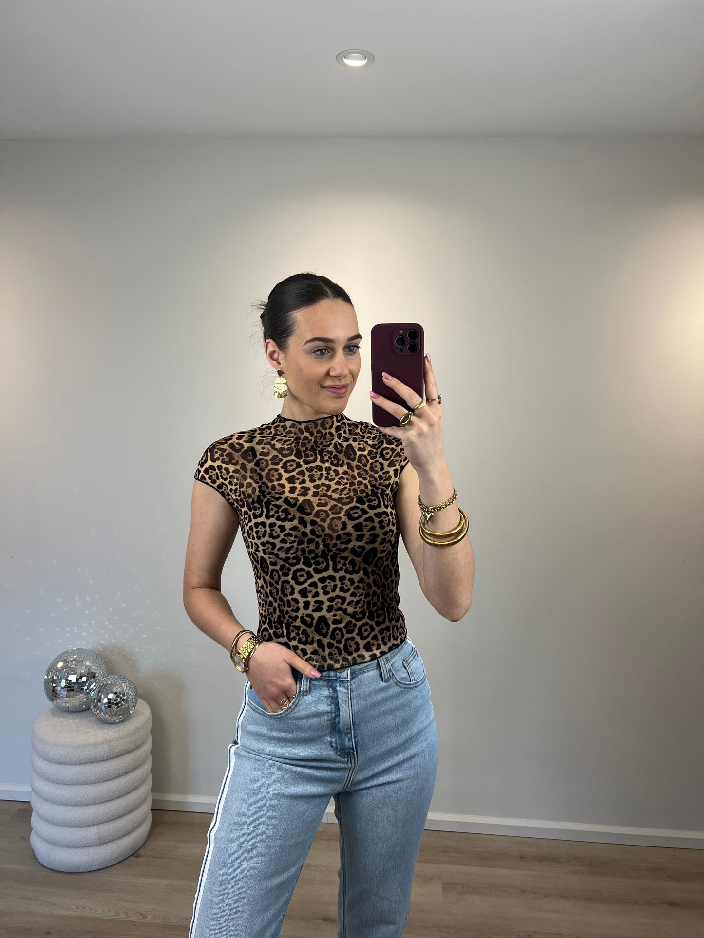 Panterprint mesh top