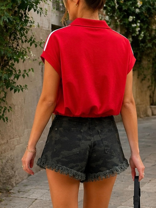 Top met elastiek - rood