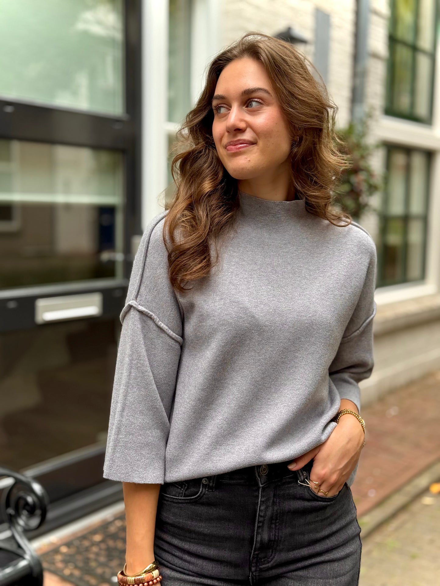 Top driekwart met naad - grijs