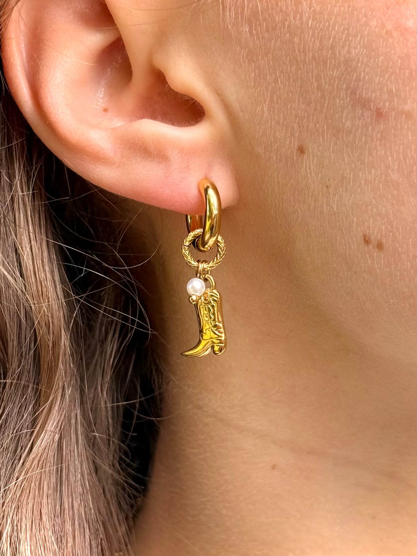 Cowboyboots oorbellen - goud