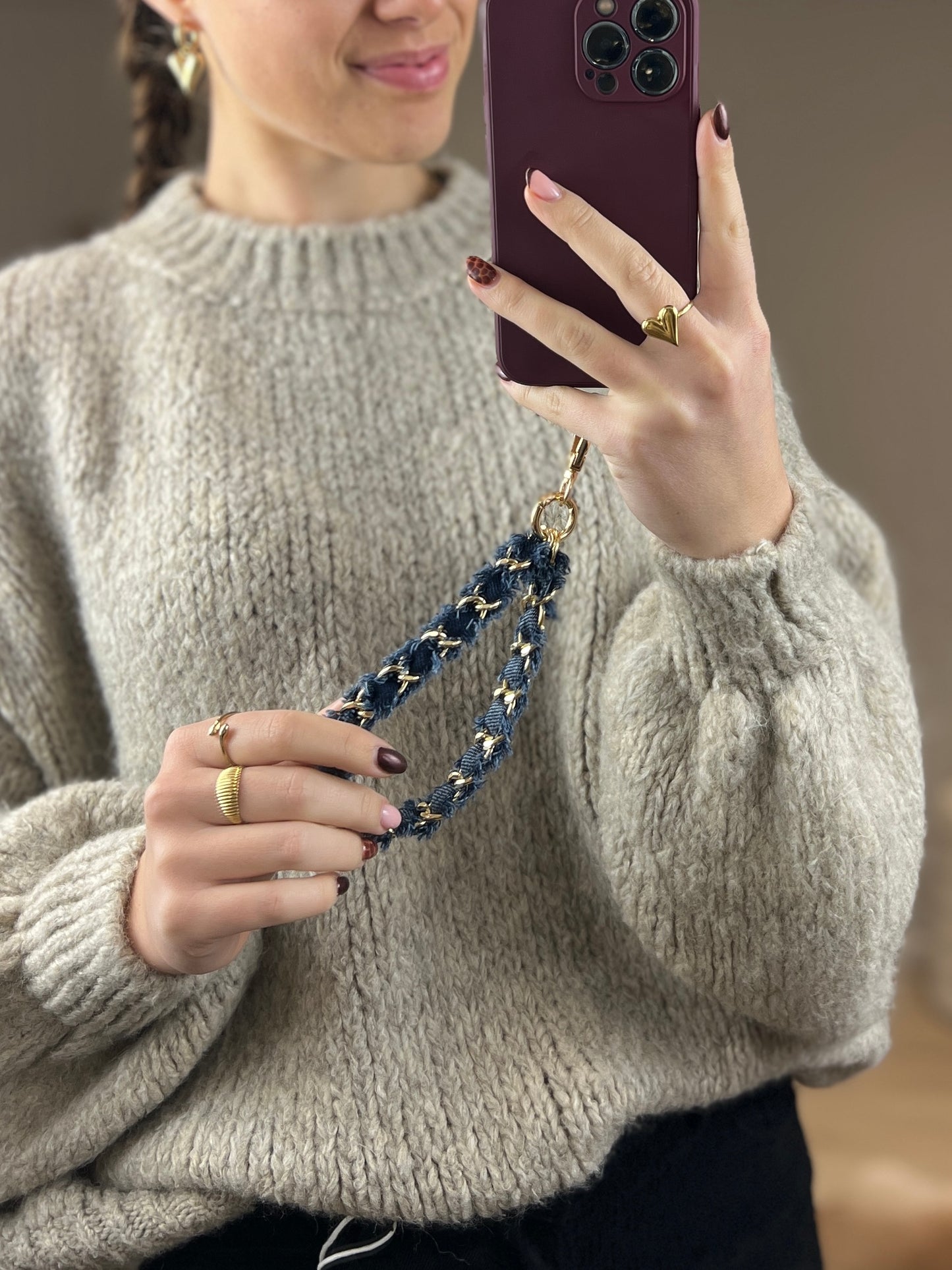 Telefoonkoord denim