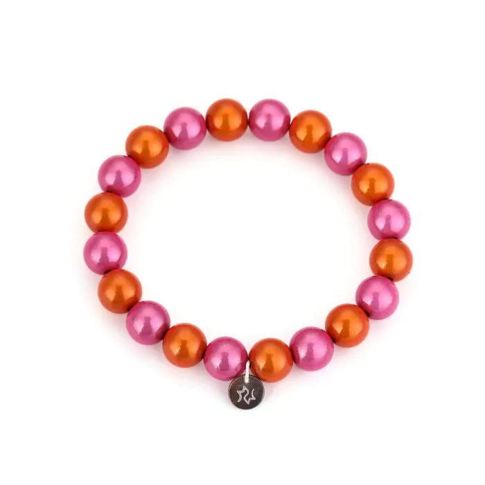 Kralen armband - roze oranje