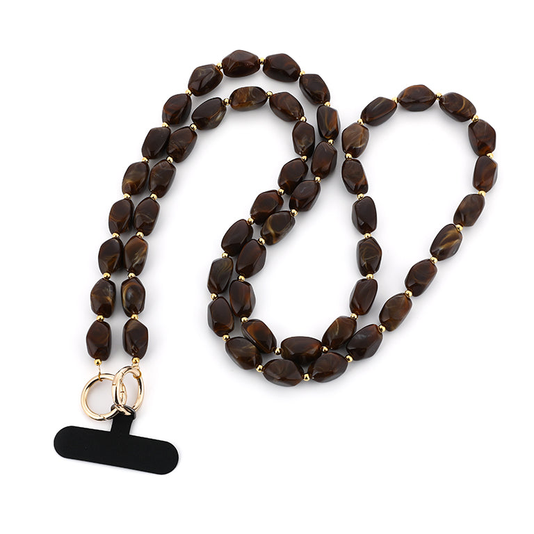 Telefoonkoord steentjes - bruin