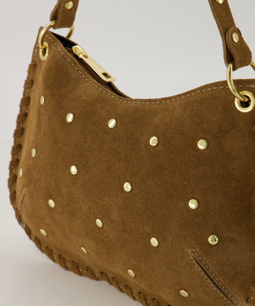 Leren suede tas Casey - taupe