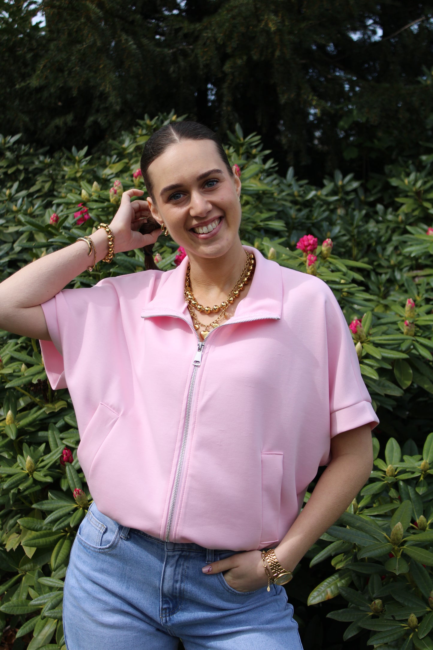 Top/vest met rits - roze