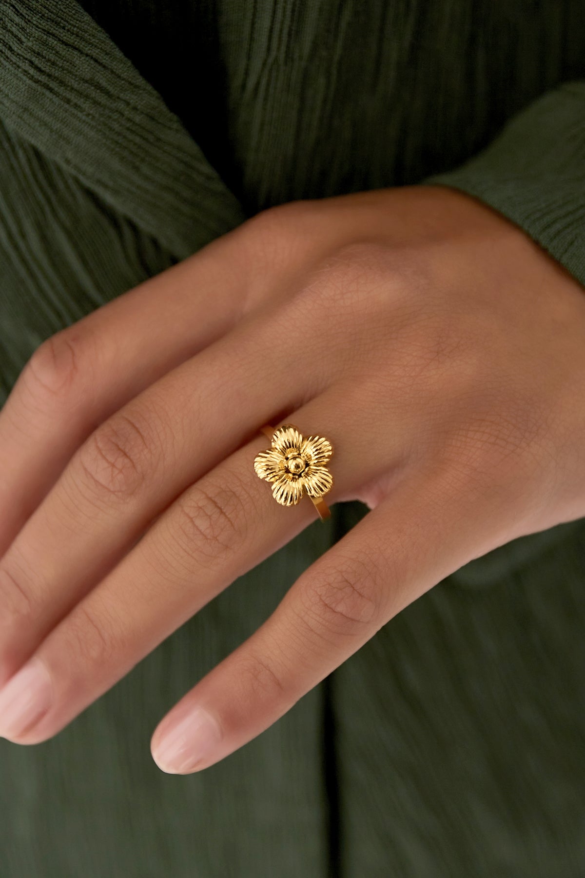 Bloemen ring - goud
