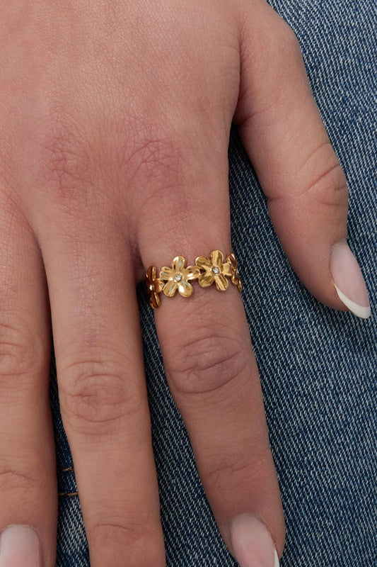 Bloementjes ring - goud