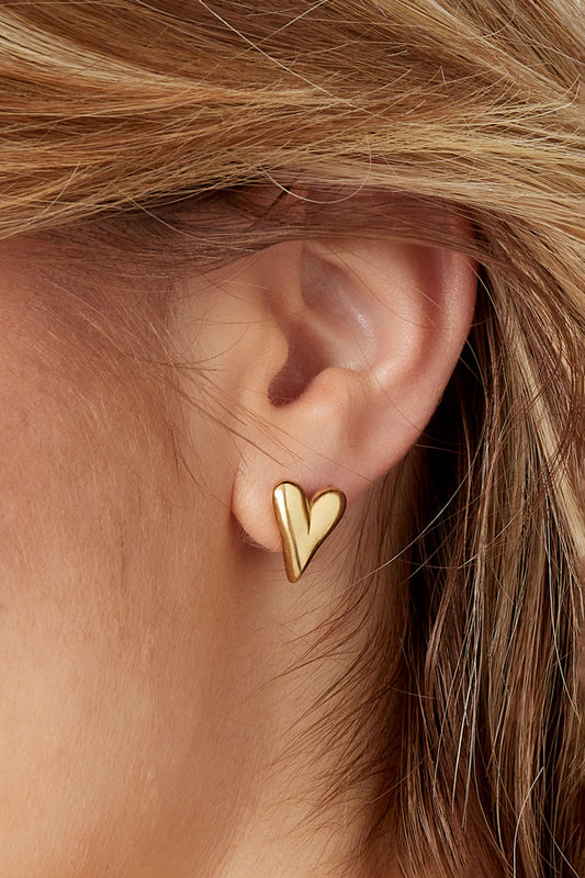 Hart knopjes oorbellen - goud
