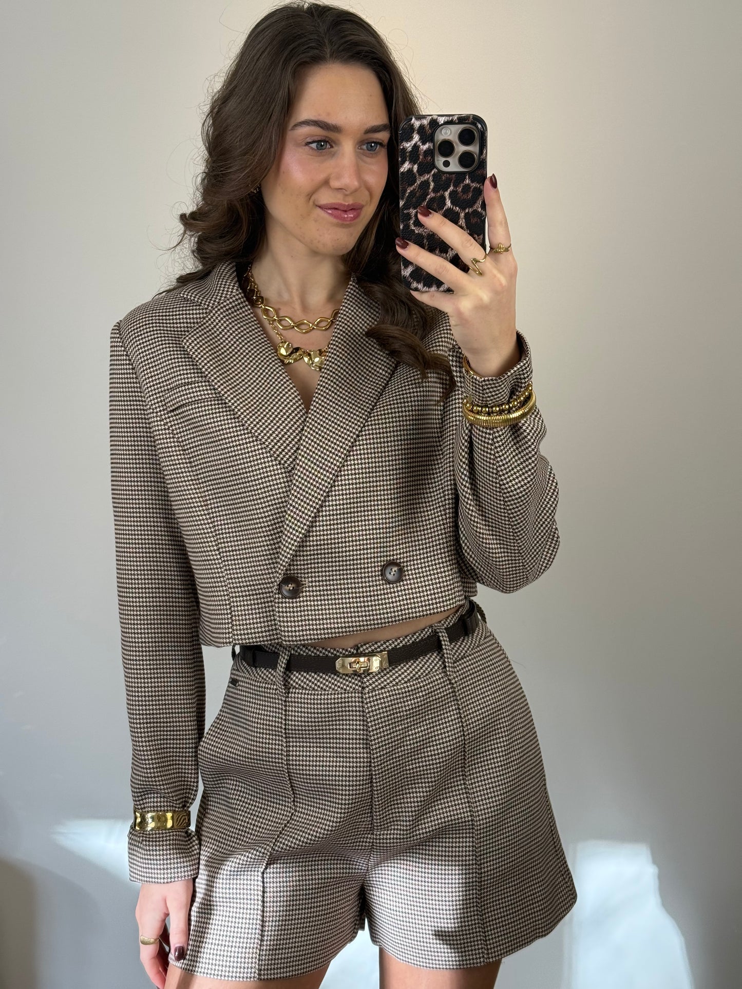 Geruite blazer - bruin