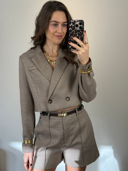 Geruite blazer - bruin