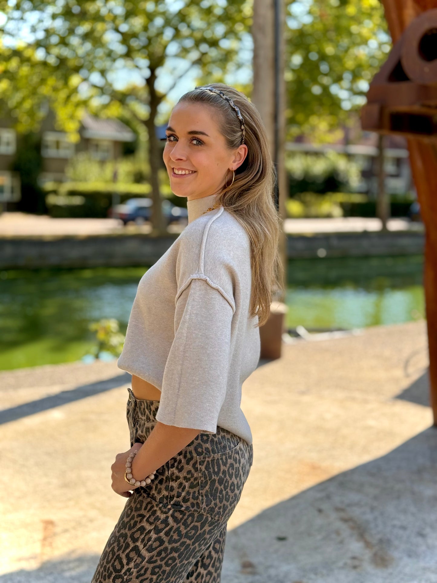 Top driekwart met naad - beige