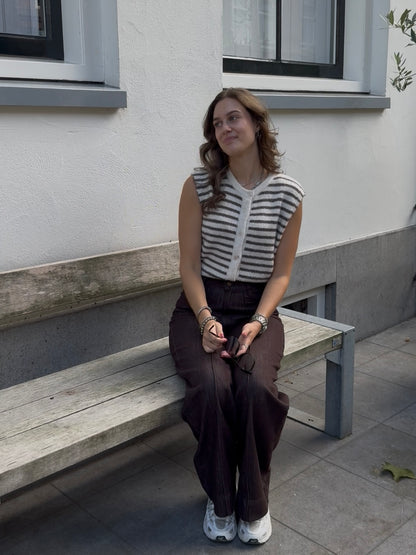 Gestreepte knit top - bruin