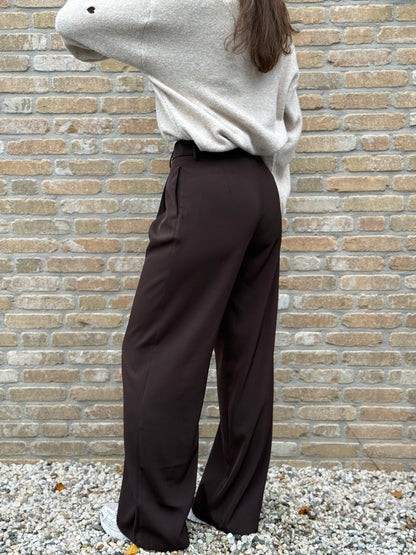 Wide leg pantalon - bruin