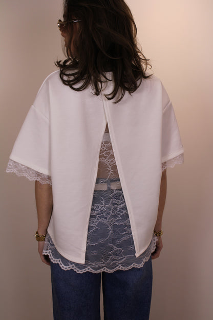 Split shirt met kant - wit