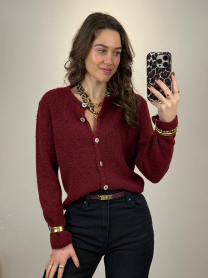 Cozy top/vest lange mouw - bordeaux