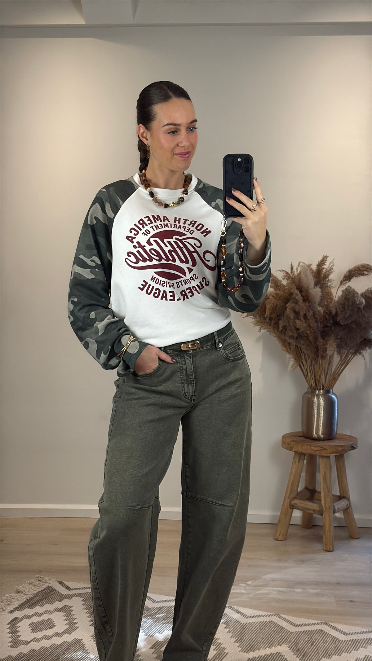 Camouflage longsleeve - wit rood