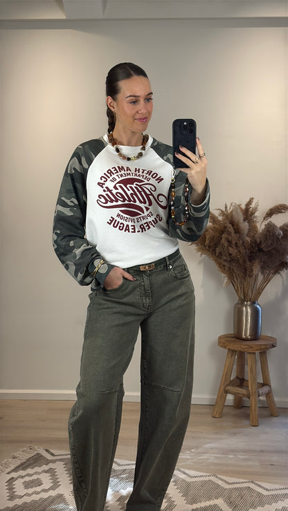 Camouflage longsleeve - wit rood