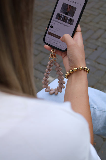 Telefoonkoord hartjes - beige - At Styles