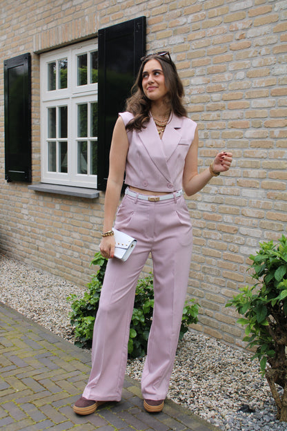 Gilet met krijtstreep - roze - At Styles