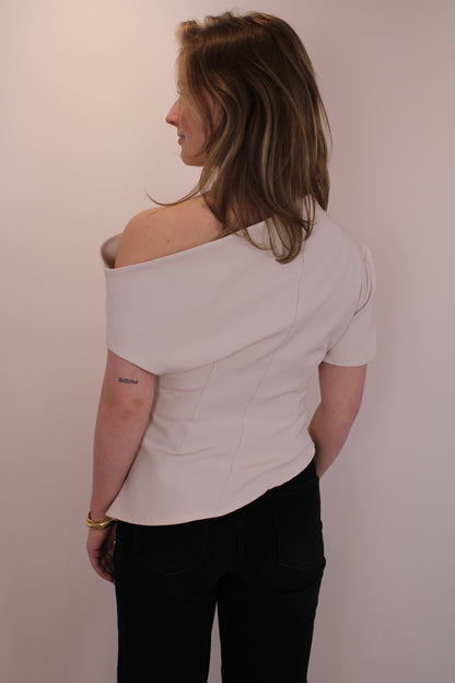 Asymmetrisch one shoulder top - creme - At Styles