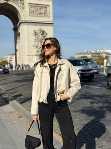 Suede bomber jasje - beige