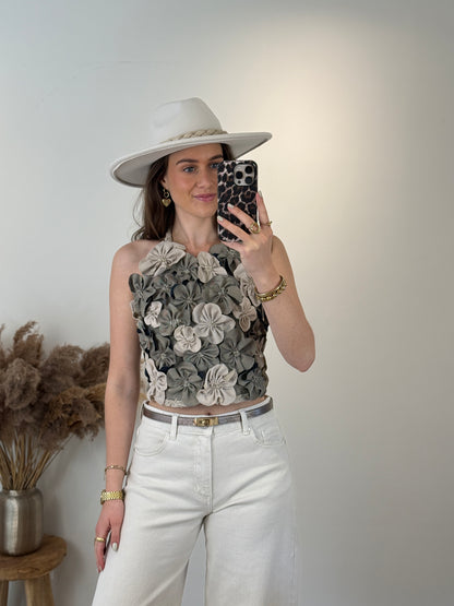 Handgemaakte bloemen halter top