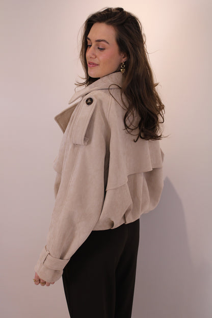 Cropped trenchcoat jasje - beige - At Styles