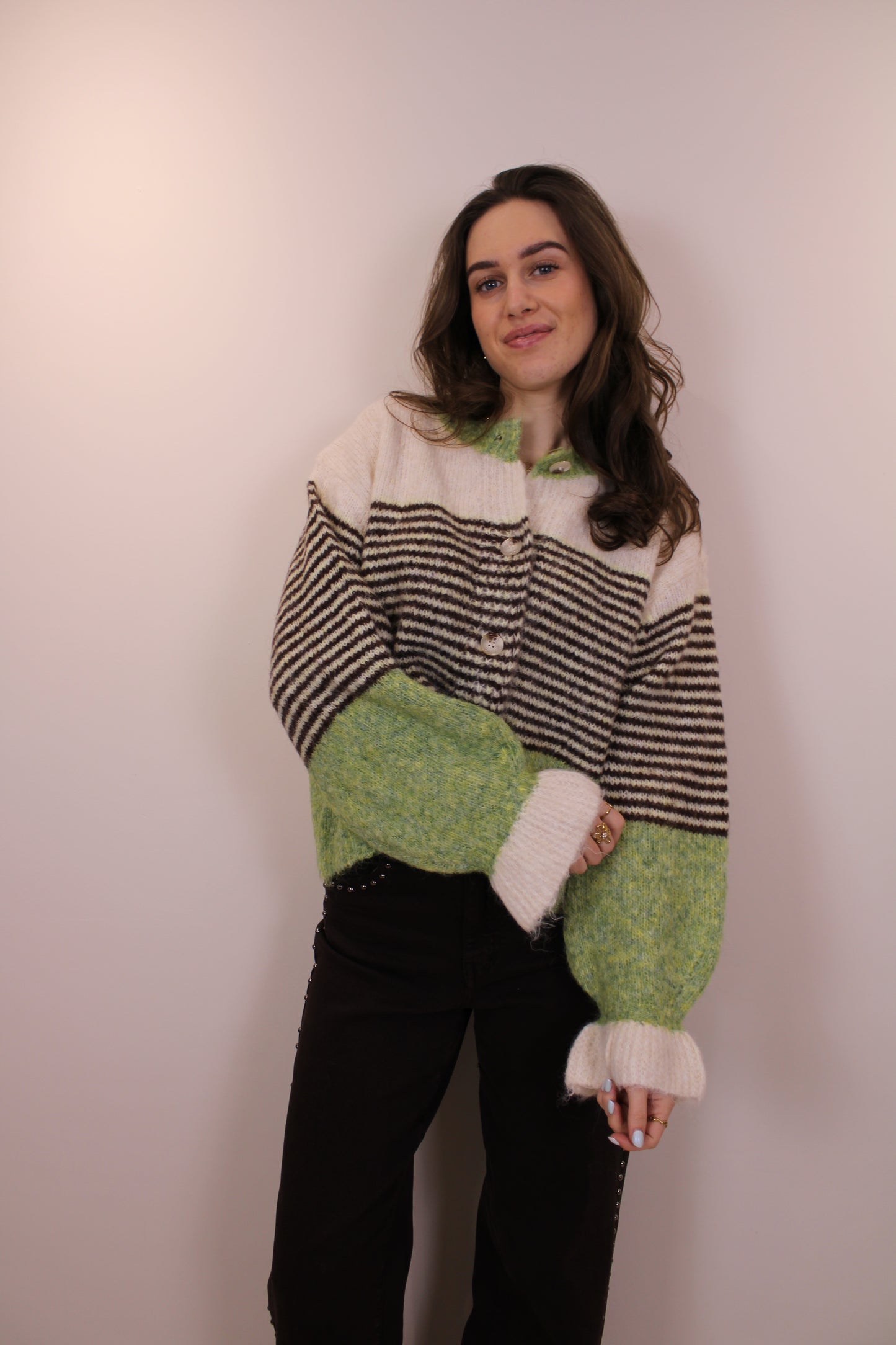 Trui met ruffles - groen